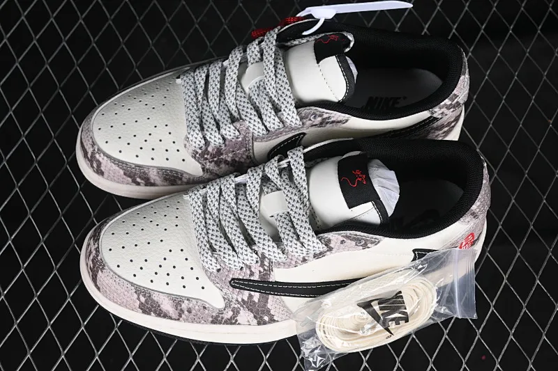 All categories Air Jordan Jordan series basketball shoes Air Jordan 1 Low High-end customized low-top sneakers Travis Scott x Fragment Design x Air Jordan 1 Low OG SP AJ1 Joe 1 Year of the Snake Limited Gray and white snake scales Low-top cultural and casual sneakers XX3318-518